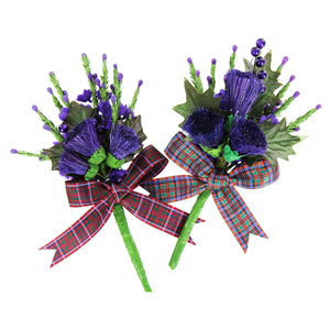 Corsage, Tartan Buttonhole with Ross Ribbon